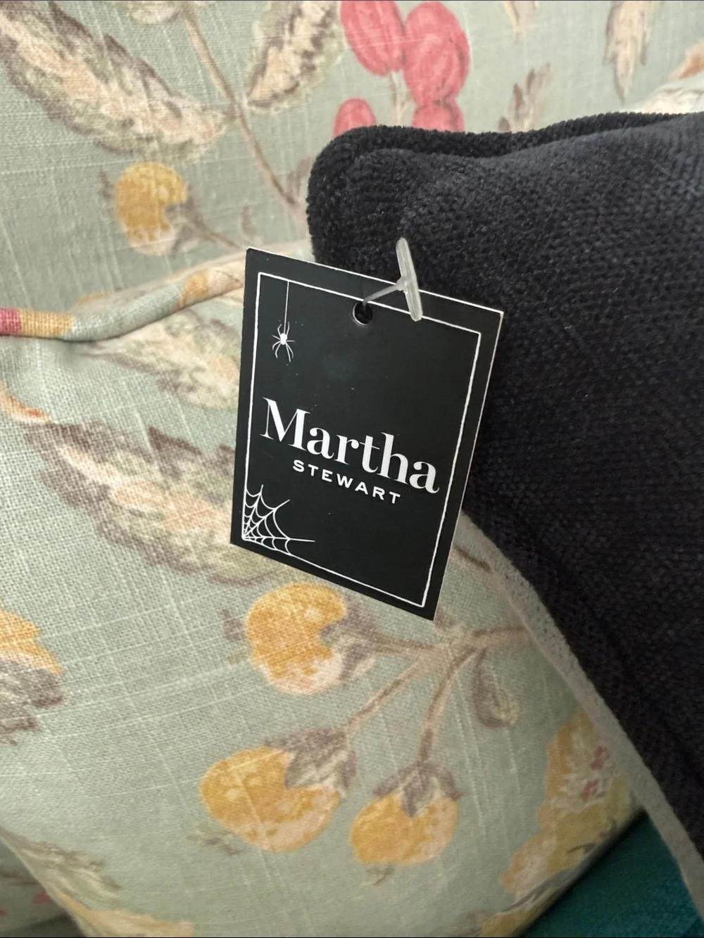 Gray Halloween Cocktail Cross-Stitch Holiday Pillow